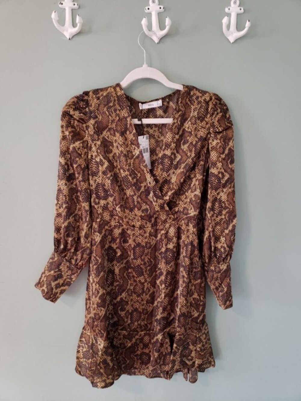 Mango (MNG) snake print wrap mini dress